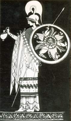 Афина с эгидой.  Фрагмент амфоры.  490-480 гг. до н. э.
